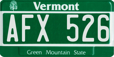 VT license plate AFX526