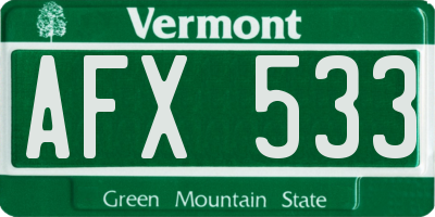 VT license plate AFX533