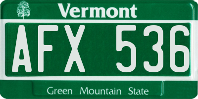 VT license plate AFX536