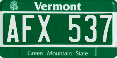 VT license plate AFX537