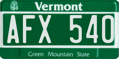 VT license plate AFX540