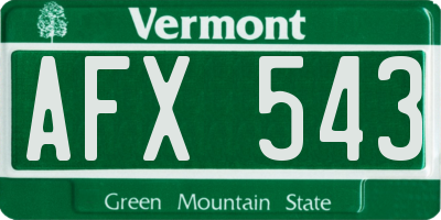 VT license plate AFX543