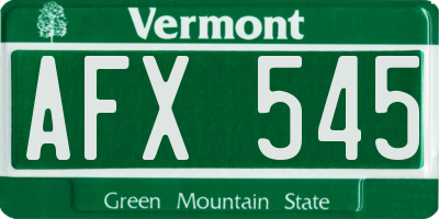 VT license plate AFX545