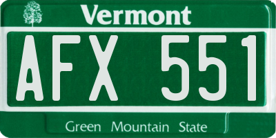 VT license plate AFX551