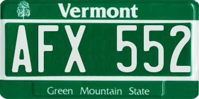 VT license plate AFX552