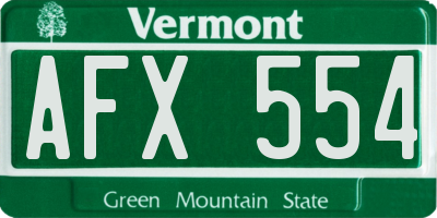 VT license plate AFX554