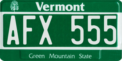 VT license plate AFX555