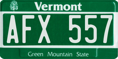 VT license plate AFX557