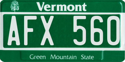 VT license plate AFX560