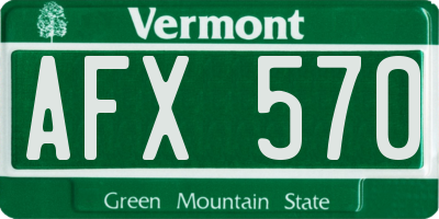 VT license plate AFX570