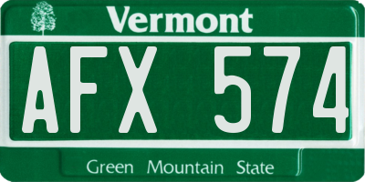 VT license plate AFX574