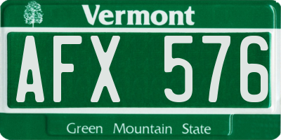 VT license plate AFX576