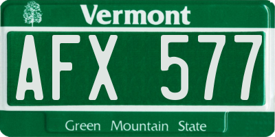 VT license plate AFX577
