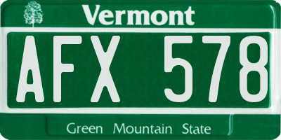 VT license plate AFX578