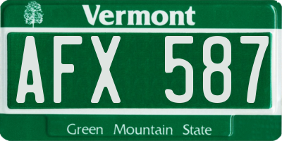 VT license plate AFX587