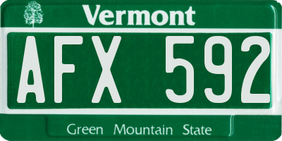 VT license plate AFX592