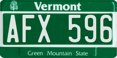 VT license plate AFX596