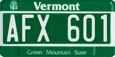 VT license plate AFX601