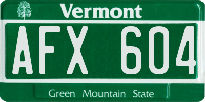 VT license plate AFX604