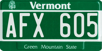 VT license plate AFX605