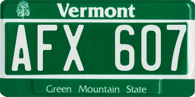 VT license plate AFX607