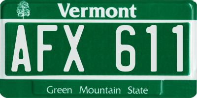 VT license plate AFX611