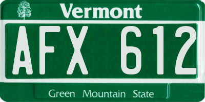 VT license plate AFX612