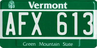 VT license plate AFX613