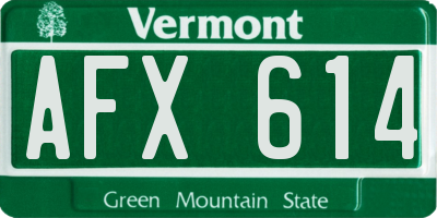 VT license plate AFX614