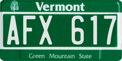 VT license plate AFX617