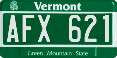 VT license plate AFX621