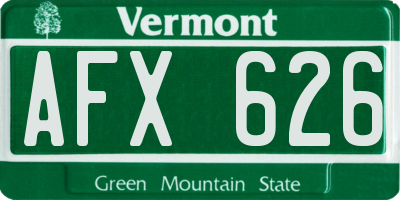 VT license plate AFX626