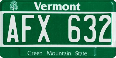VT license plate AFX632