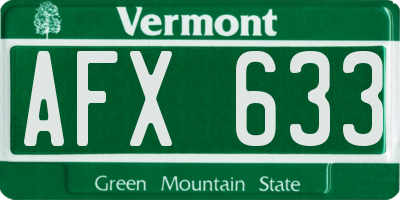 VT license plate AFX633