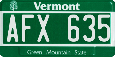 VT license plate AFX635