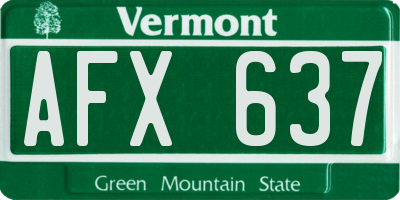 VT license plate AFX637