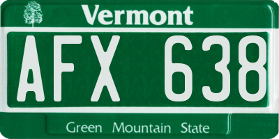 VT license plate AFX638