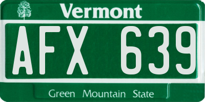 VT license plate AFX639