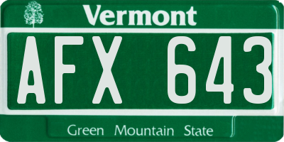 VT license plate AFX643