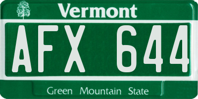 VT license plate AFX644