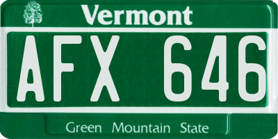 VT license plate AFX646