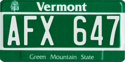 VT license plate AFX647