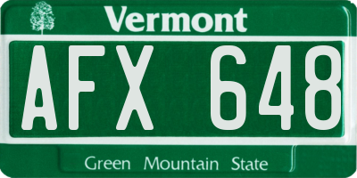 VT license plate AFX648