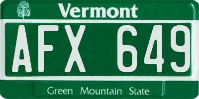 VT license plate AFX649