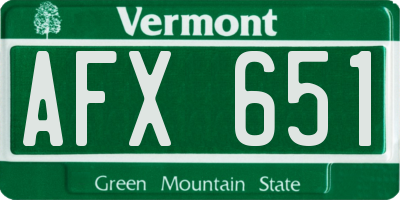 VT license plate AFX651