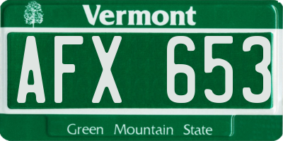 VT license plate AFX653