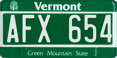 VT license plate AFX654