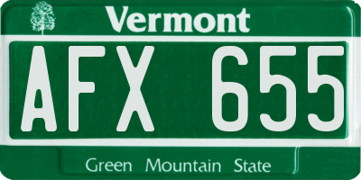 VT license plate AFX655