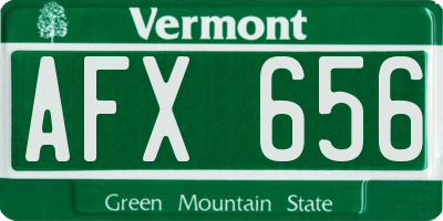 VT license plate AFX656