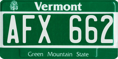 VT license plate AFX662